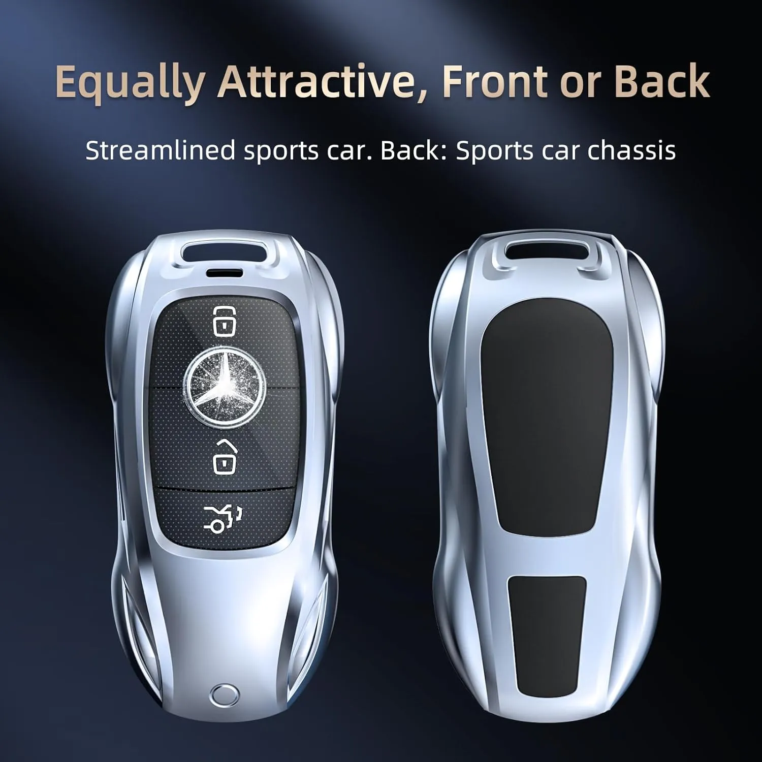 for Benz Key Fob Cover,Fit A B C E G S R Class SL SLC CLS CLA GLB GLC GLE GLS AMG CLK ML SLK Key Case Shell (Fashion Silver，for Benz-A)