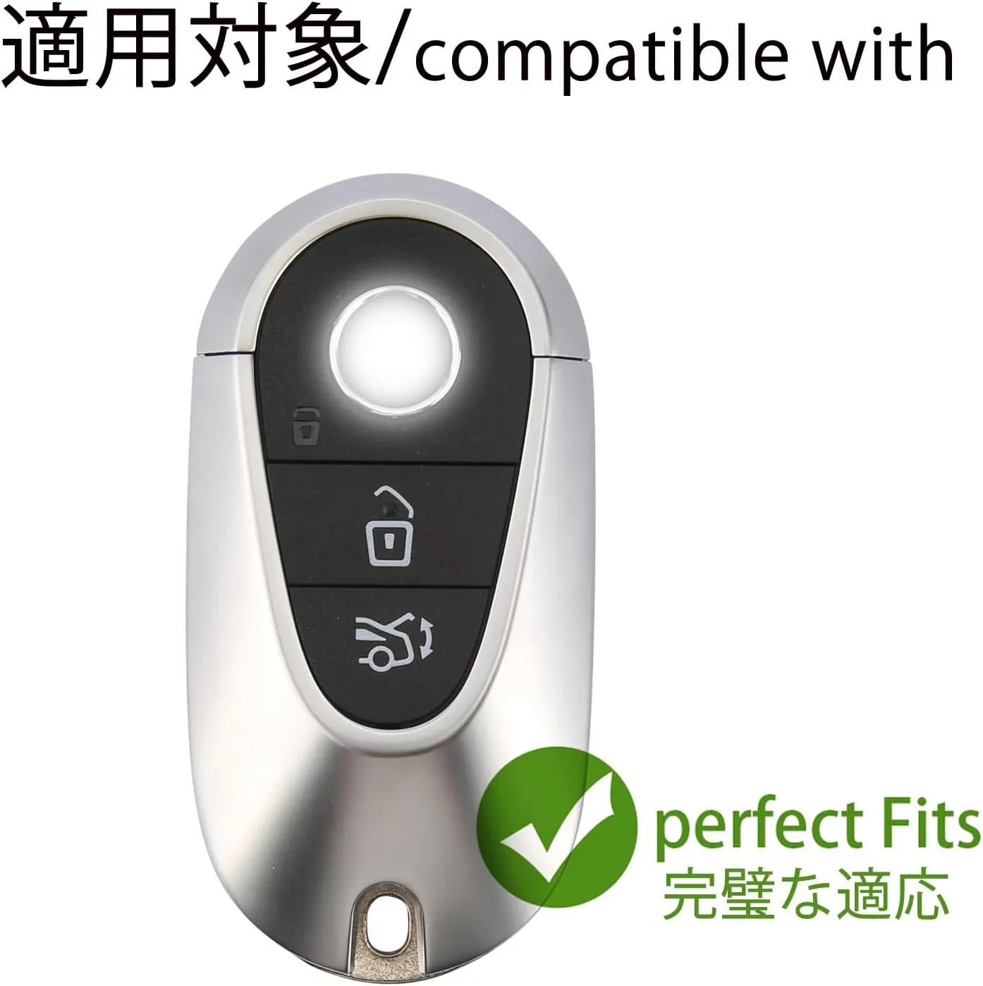 for Mercedes Benz Key fob Cover with Metal Keychain Case Key Shell Protector Compatible with 2020-2024 S-Class G-Class E-Class EQE EQS Accessories Grey