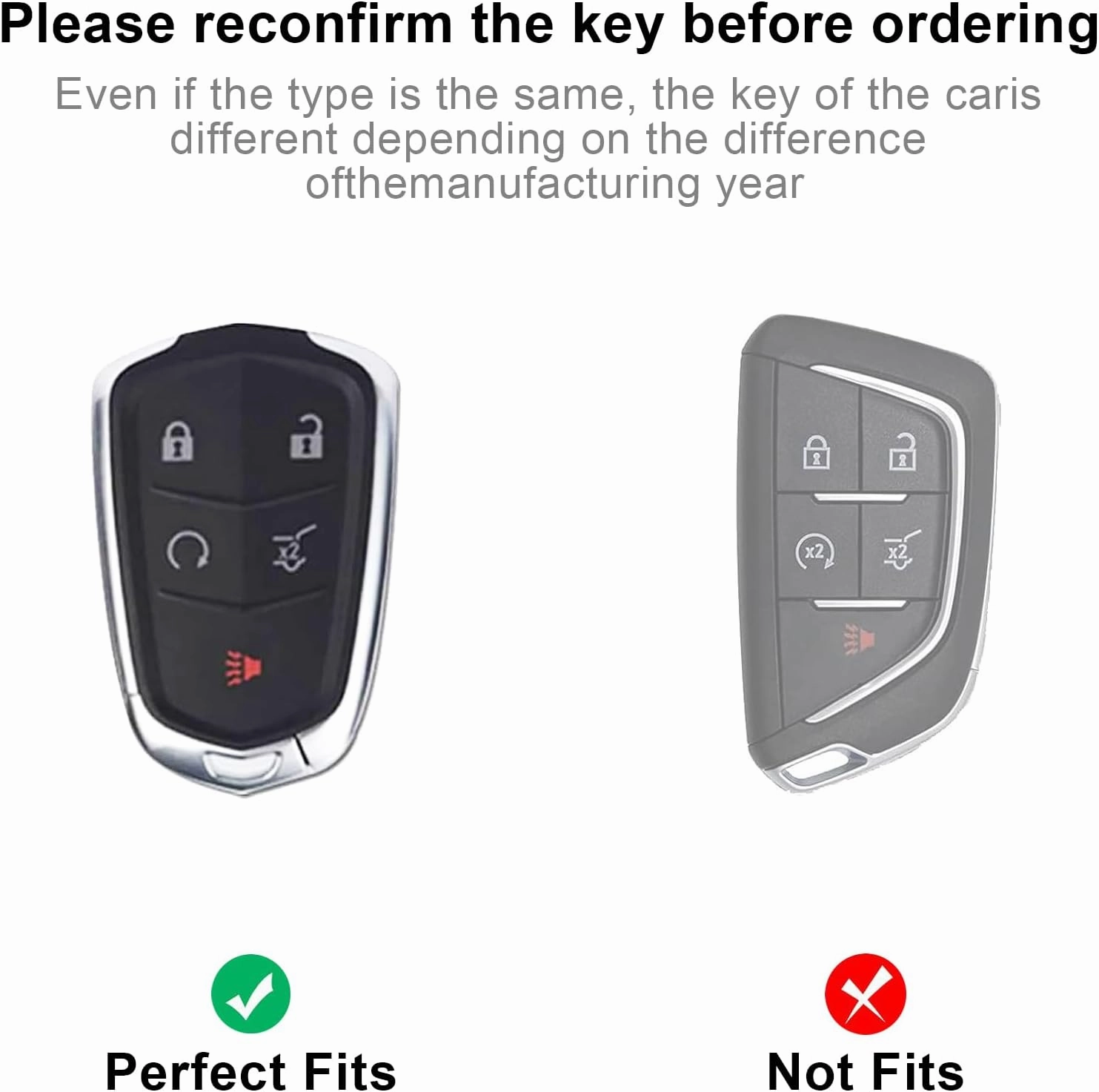 for Cadillac Key Fob Cover, Soft TPU Keys Protector Bling Key Fob Keychain for Cadillac SRX CTS CT6 XTS XT5 XT6 XT4 ATS Accessories Smart Keys, Silver Clear
