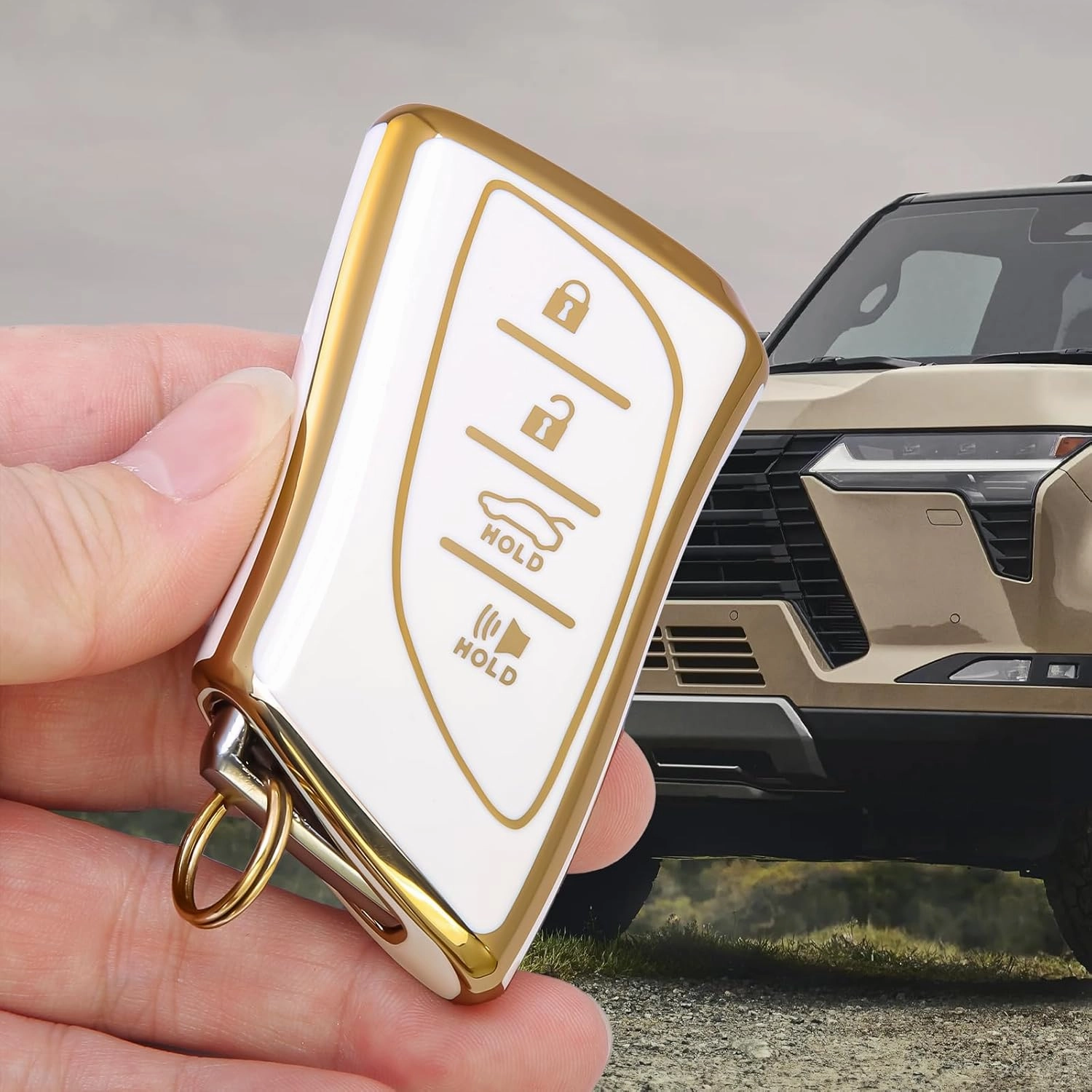 for Lexus Key fob Cover Keychain KeyCase Compatible with 2018-2024 ES350 RX350h LC500h LS500h UX200 UX250h ES250 ES300h GX460 NX350 NX450(White)