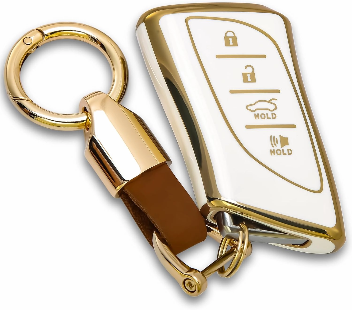 for Lexus Key fob Cover Keychain KeyCase Compatible with 2018-2024 ES350 RX350h LC500h LS500h UX200 UX250h ES250 ES300h GX460 NX350 NX450(White)