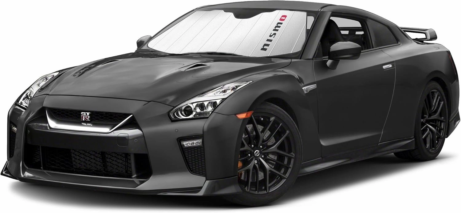 for Nissan NISMO Universal Fit Enforced Stand-Up Auto Windshield Sun Shade at Standard Size 54"x 27.5"