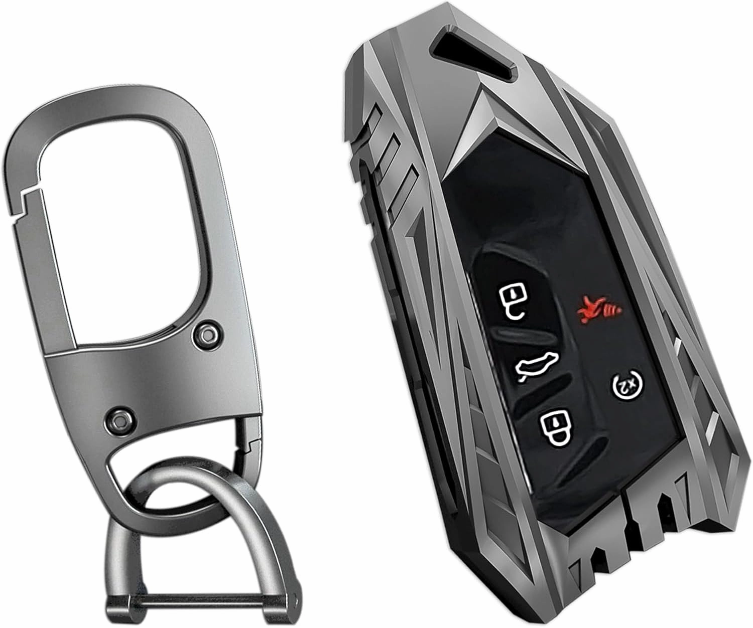For Volkswagen Key Fob Cover,Keychain,Zinc Alloy Protection Car Key Case For 2020-2024 ID4 ID3 MK8 Golf GTI Skoda Octavia Ateca Holder Smart Remote Keyshell Accessories(For VW Style D Grey)