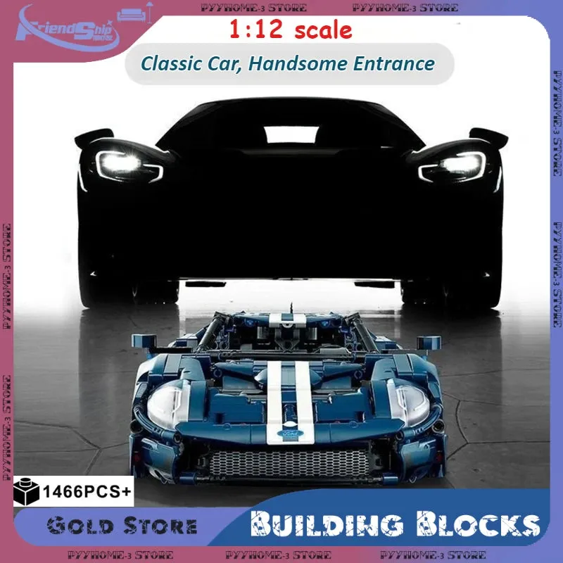 Forded GT Muscle Sports Car Building Block Model Toy Bricks for Kids
