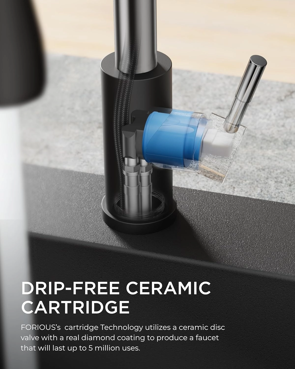 FORIOUS Kitchen Faucets with Soap Dispenser and Pull Down Sprayer, High Arc Single Handle Classic 3 Modes Stainless Steel Faucet for Kitchen Sink Farmhouse RV Bar Laundry Camper, Black Chrome
