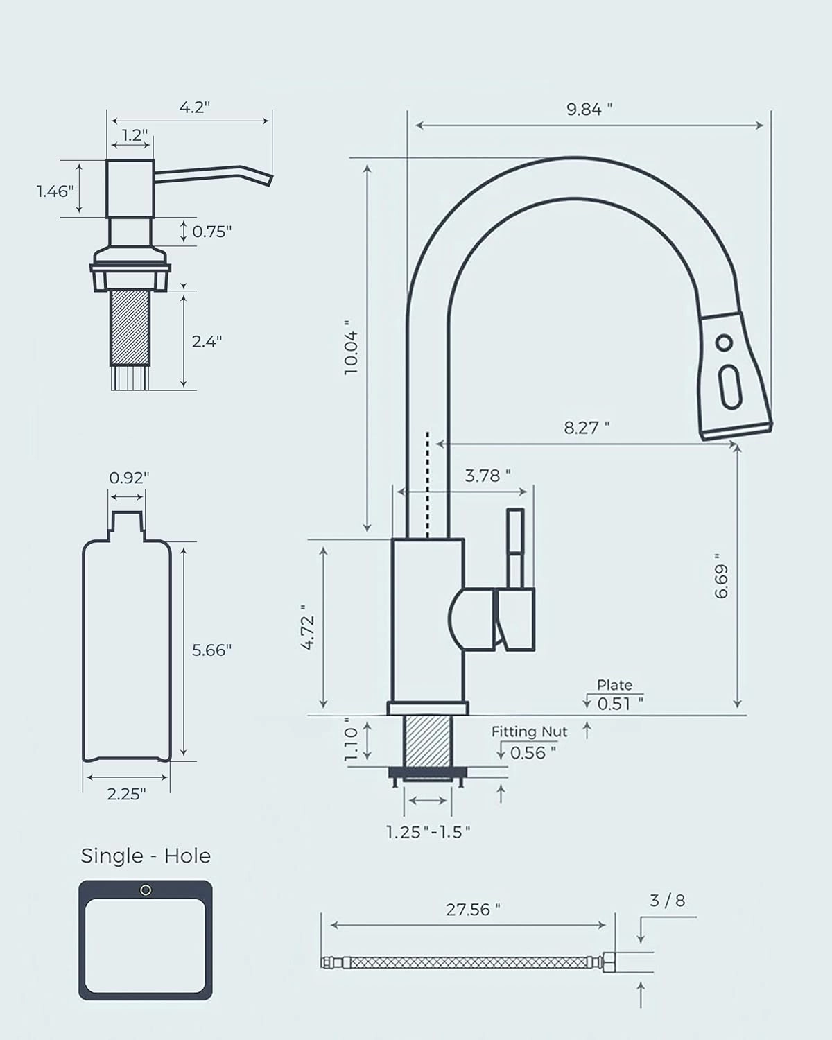 FORIOUS Kitchen Faucets with Soap Dispenser and Pull Down Sprayer, High Arc Single Handle Classic 3 Modes Stainless Steel Faucet for Kitchen Sink Farmhouse RV Bar Laundry Camper, Black Gold