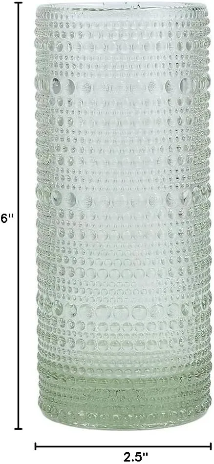 Fortessa Jupiter Beaded Hobnail Glass, 11 Ounce Collins/High Ball (Set of 6), Sage
