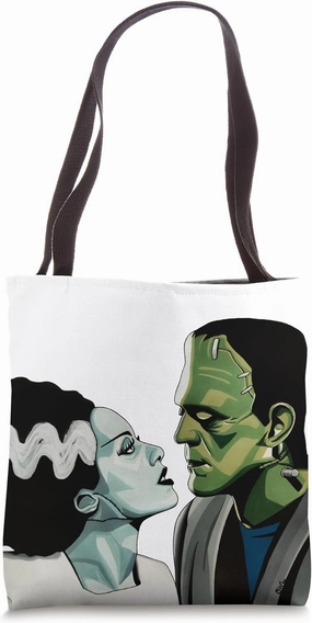 Frankenstein Monster & Bride Halloween Romantic Kiss Scene Tote Bag