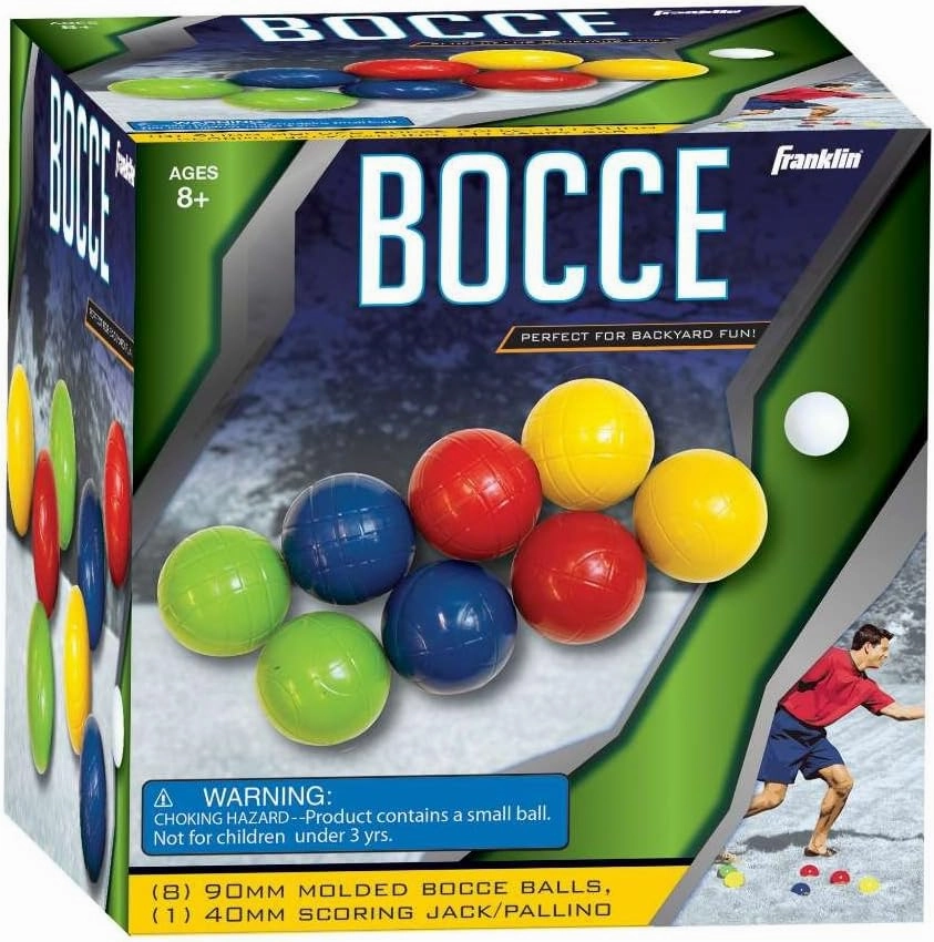 Franklin Sports Bocce Sets - Backyard   Beach Bocce Ball Sets - (8) Outdoor Balls   (1) Pallino - Adult   Family Bocce Sets