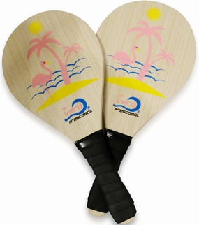 Frescobol Florida Set, 2 Original Beach Paddles, 2 Balls, 2 Darts and Beach Tote-Bag (Pink Flamingo Set)