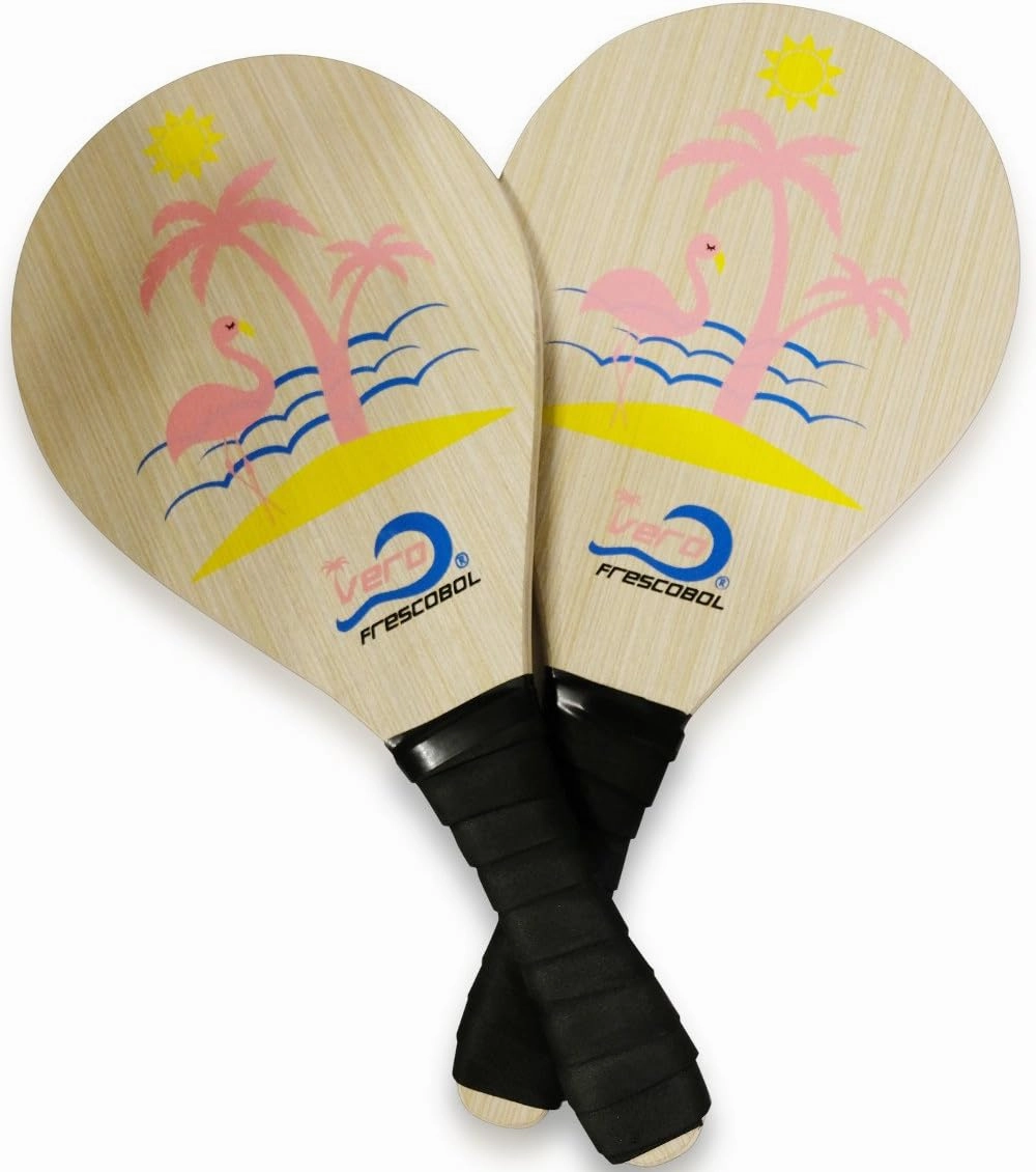Frescobol Florida Set, 2 Original Beach Paddles, 2 Balls, 2 Darts and Beach Tote-Bag (Pink Flamingo Set)
