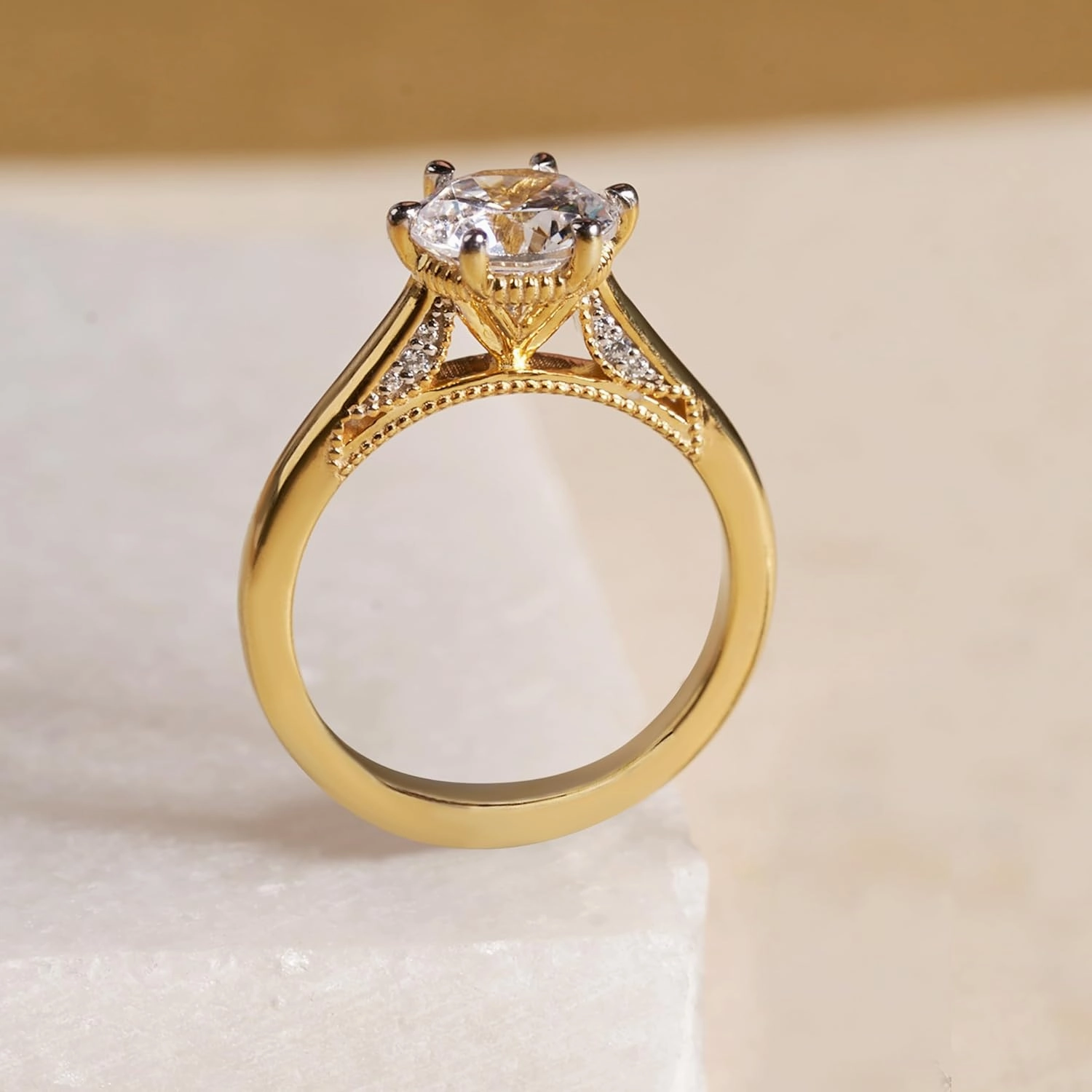 FRIENDLY DIAMONDS Lab Grown Diamond Ring For Women IGI Certified | 0.50-3 Carat 14K Yellow Gold | FG-VS Quality