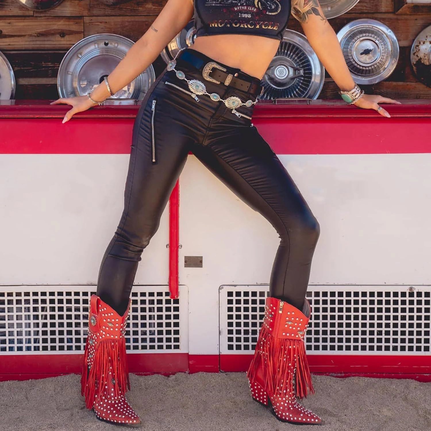 Fringe Cowboy Boots for Women, Sparkly Rhinestones Cowgirl Western Boots Pointed Toe Zipper Block Heel Mid Calf Dress Casual Party Festival Wedding Vacation Shopping Fashion Boots