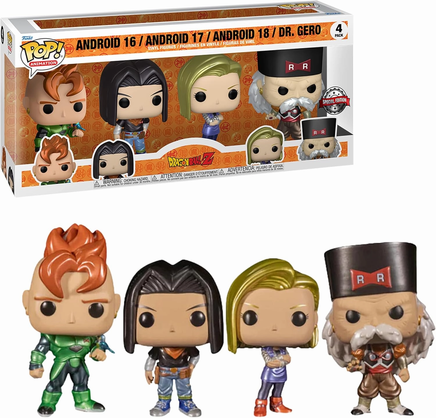 Funko Pop! Animation: Dragon Ball Z - Android 16-4PK - Collectible Vinyl Figure - Gift Idea - Official Products - Toys for Kids and Adults - Anime Fans