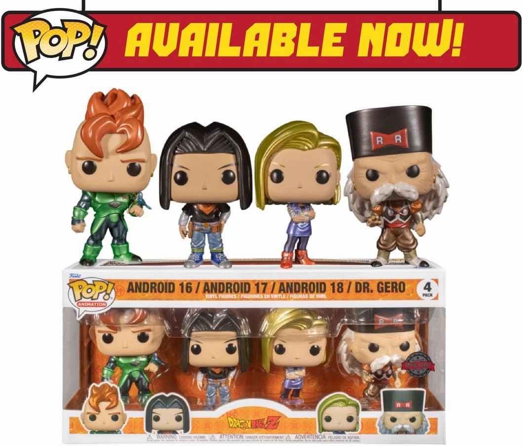 Funko Pop! Animation: Dragon Ball Z - Android 16-4PK - Collectible Vinyl Figure - Gift Idea - Official Products - Toys for Kids and Adults - Anime Fans