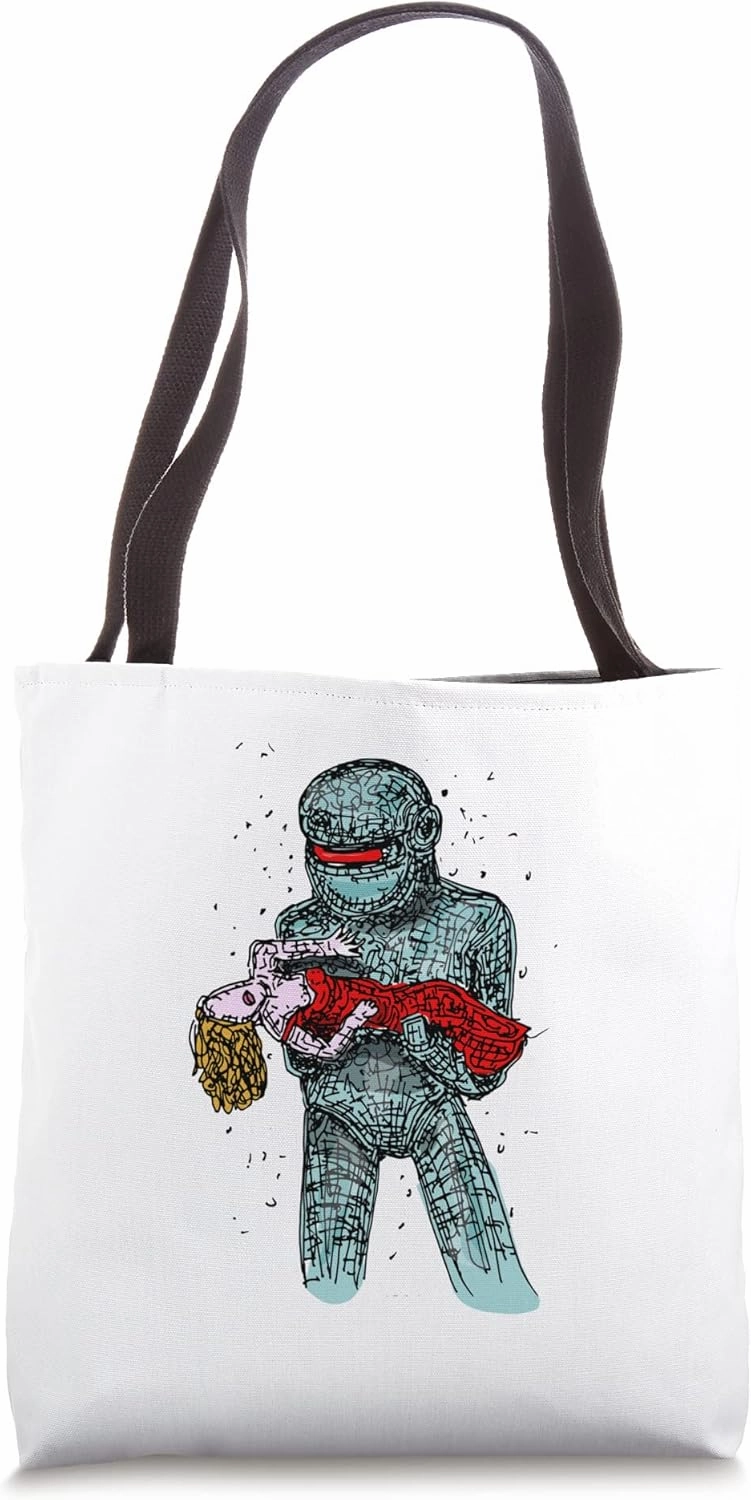 Futuristic Retro Vibes: Sci-Fi Robot Rescue Vintage Movie Tote Bag