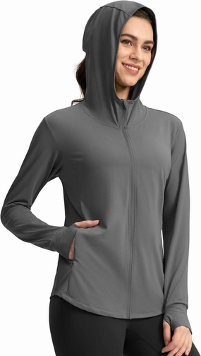 G Gradual Women's UPF 50  Sun Protection Hoodie Jacket with Ponytail Hole and 4 Pockets Lightweight Long Sleeve for Hiking