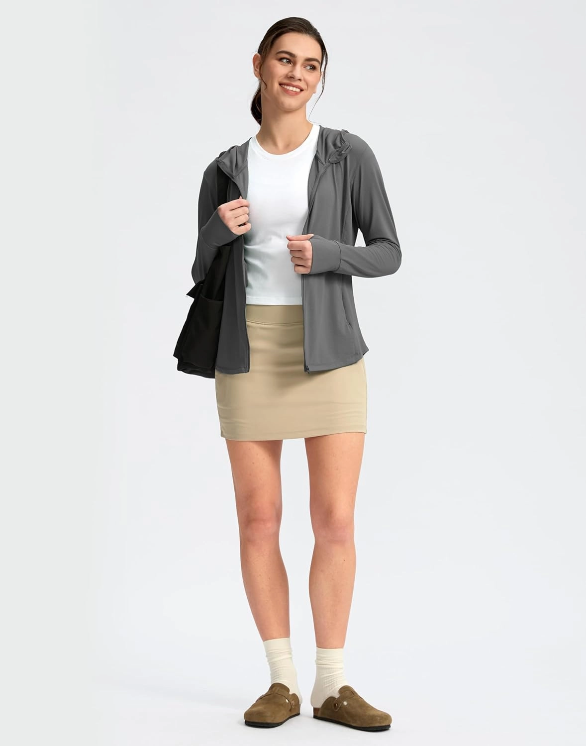 G Gradual Women's UPF 50  Sun Protection Hoodie Jacket with Ponytail Hole and 4 Pockets Lightweight Long Sleeve for Hiking