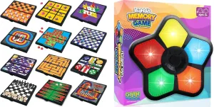 Gamie Travel Kit - Includes 12 Different Games & 1 Light up Memory Game, Perfect for Travel! Car Games Air Travel, Or at Home!