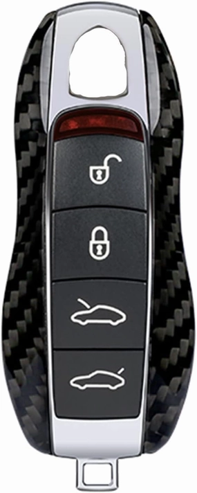 Genuine Carbon Fiber Key Fob Cover for Porsche 718 911 Carrera 918 Spyder Boxster 981 Cayenne 92A Cayman 981 for Macan for Panamera 970 Smart Car Remote Key Replacement Case - A Style - Black