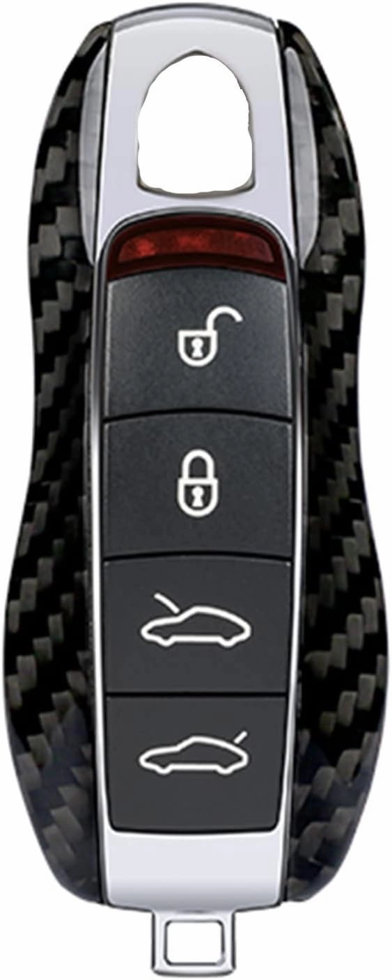 Genuine Carbon Fiber Key Fob Cover for Porsche 718 911 Carrera 918 Spyder Boxster 981 Cayenne 92A Cayman 981 for Macan for Panamera 970 Smart Car Remote Key Replacement Case - A Style - Black
