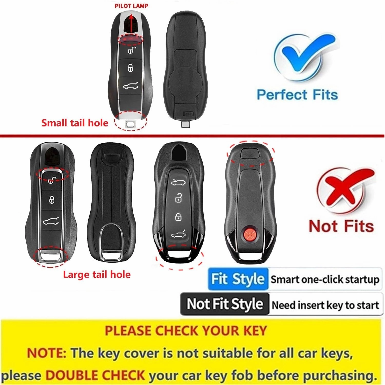 Genuine Carbon Fiber Key Fob Cover for Porsche 718 911 Carrera 918 Spyder Boxster 981 Cayenne 92A Cayman 981 for Macan for Panamera 970 Smart Car Remote Key Replacement Case - A Style - Black