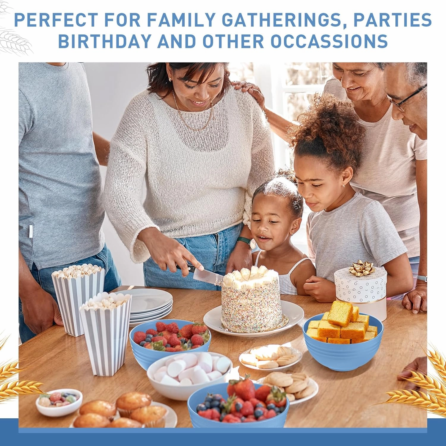 Geosar 18 Pcs Unbreakable Cereal Bowls 24 Oz Microwave and Dishwasher Safe Wheat Straw Fiber Lightweight Bowl for Soup Kitchen Serving Salad Dishes Oatmeal(Blue)