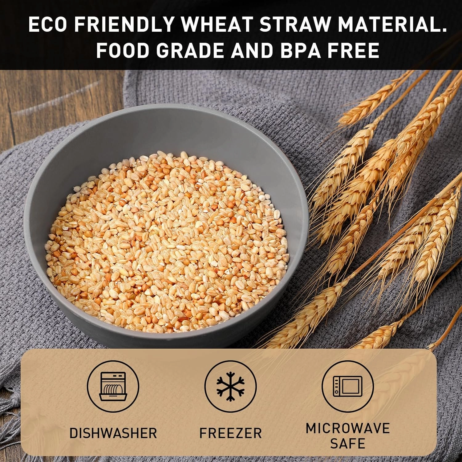 Geosar 18 Pcs Unbreakable Cereal Bowls 24 Oz Microwave and Dishwasher Safe Wheat Straw Fiber Lightweight Bowl for Soup Kitchen Serving Salad Dishes Oatmeal(White, Black, Gray)