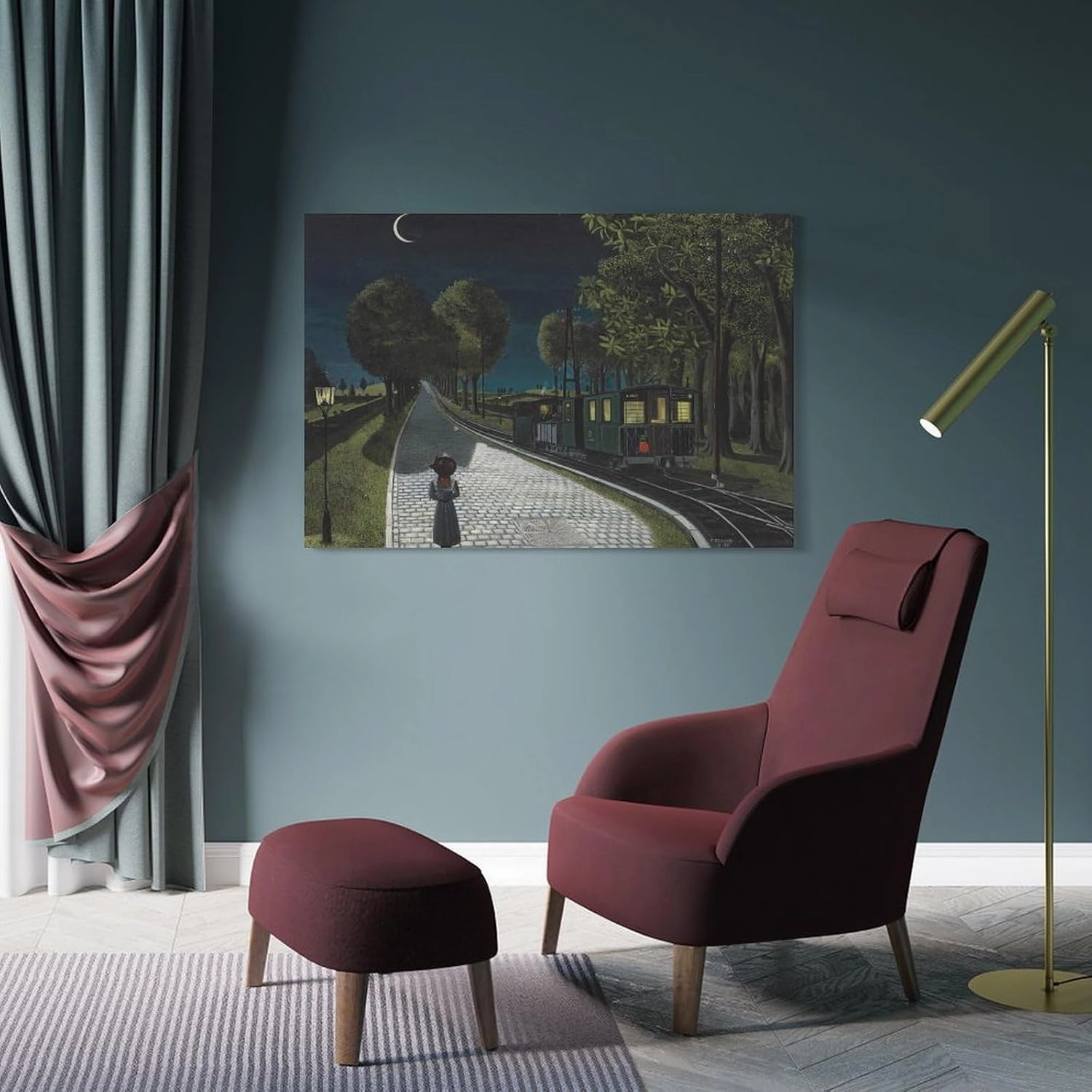 GHUYTKN PAUL DELVAUX Le Vicinal High-Definition Spray-Painted Oil Paintings for Versatile Decor - Home & Commercial Wall Art Picture Painting Poster Canvas Print Posters Artworks Bedroom Living Room D