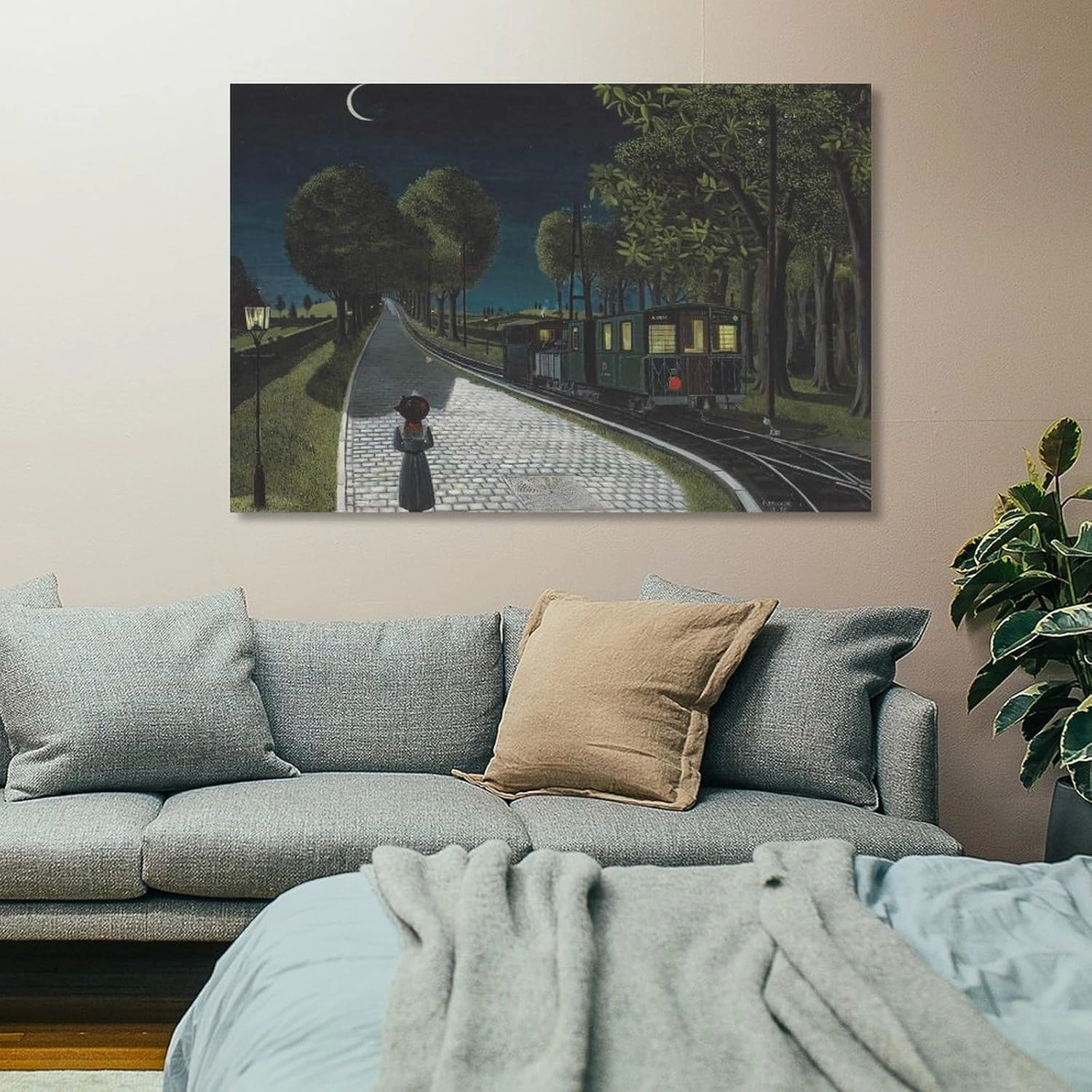 GHUYTKN PAUL DELVAUX Le Vicinal High-Definition Spray-Painted Oil Paintings for Versatile Decor - Home & Commercial Wall Art Picture Painting Poster Canvas Print Posters Artworks Bedroom Living Room D