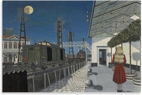 GHUYTKN PAUL DELVAUX Nuit De Noël High-Definition Spray-Painted Oil Paintings for Versatile Decor - Home & Commercial Room Aesthetic Poster Print Art Wall Painting Canvas Posters Modern Bedroom Decor