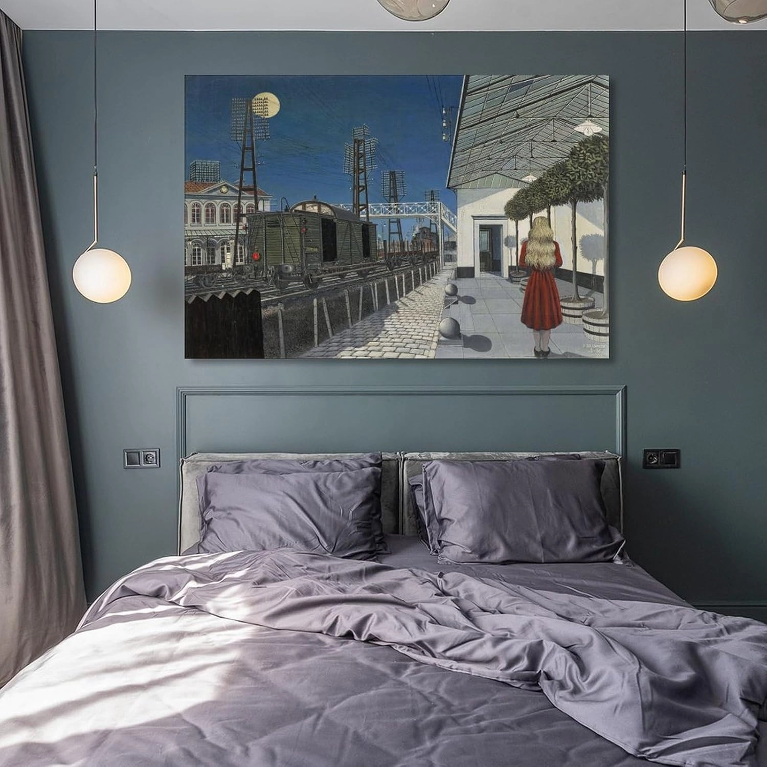 GHUYTKN PAUL DELVAUX Nuit De Noël High-Definition Spray-Painted Oil Paintings for Versatile Decor - Home & Commercial Room Aesthetic Poster Print Art Wall Painting Canvas Posters Modern Bedroom Decor
