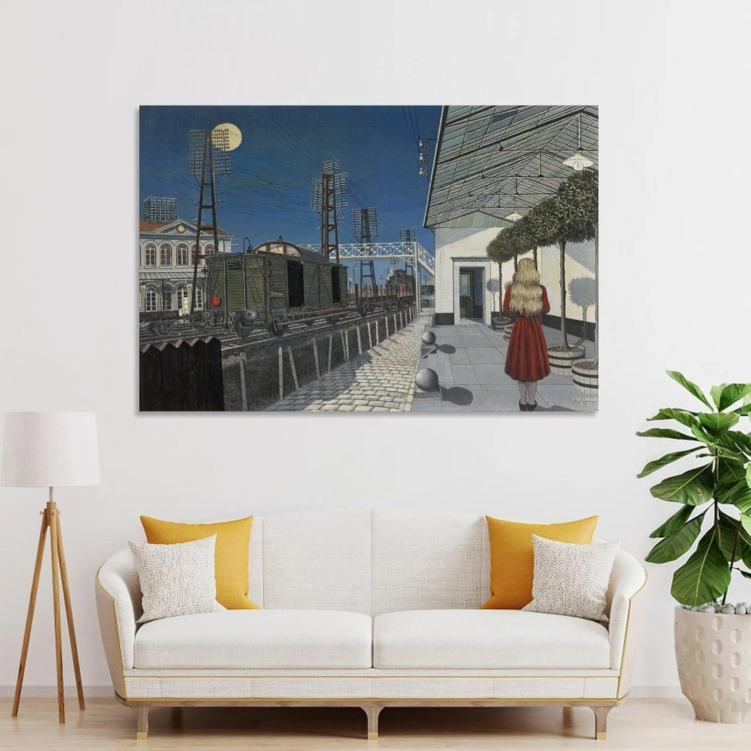 GHUYTKN PAUL DELVAUX Nuit De Noël High-Definition Spray-Painted Oil Paintings for Versatile Decor - Home & Commercial Room Aesthetic Poster Print Art Wall Painting Canvas Posters Modern Bedroom Decor