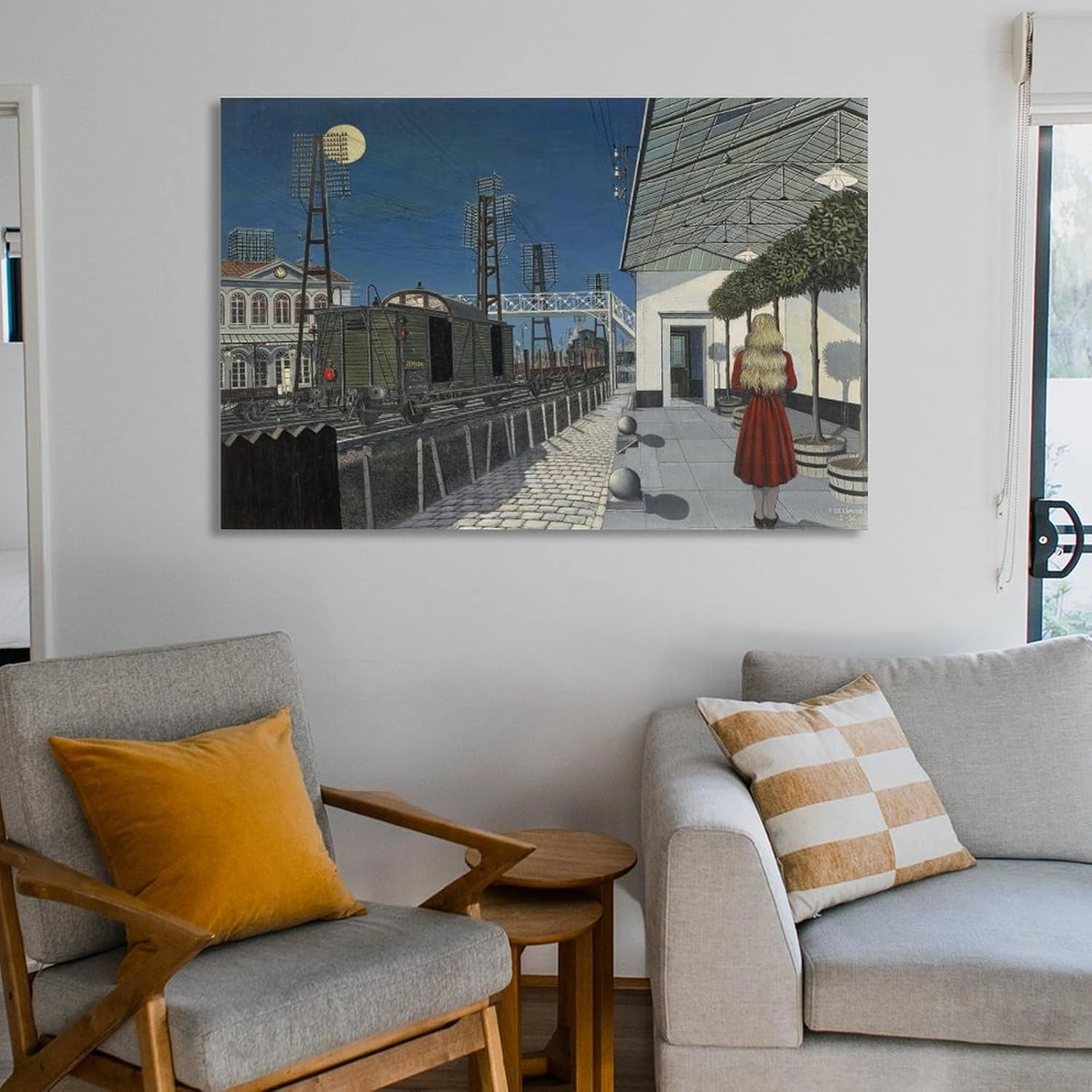 GHUYTKN PAUL DELVAUX Nuit De Noël High-Definition Spray-Painted Oil Paintings for Versatile Decor - Home & Commercial Room Aesthetic Poster Print Art Wall Painting Canvas Posters Modern Bedroom Decor