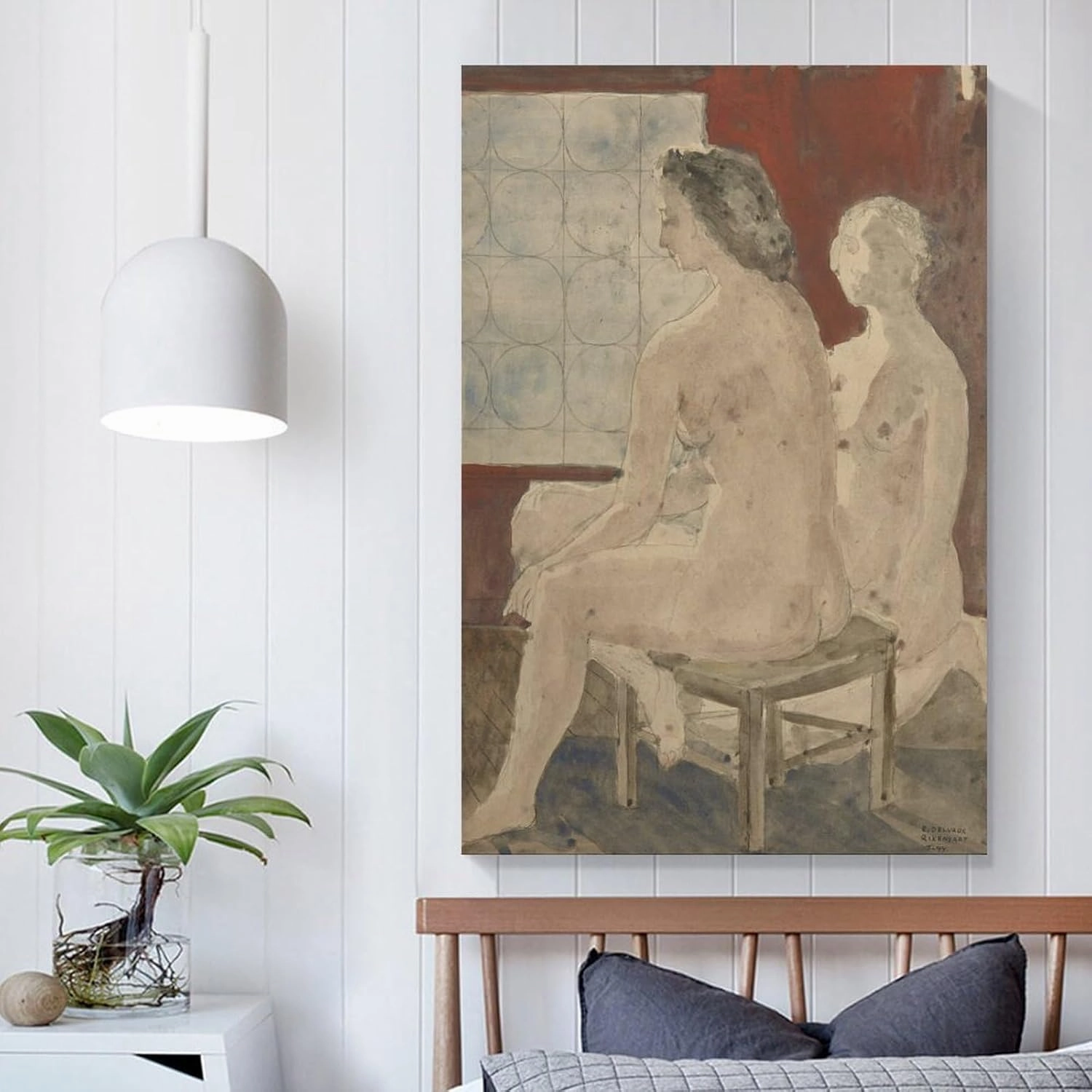 GHUYTKN PAUL DELVAUX Nus Féminins Assis High-Definition Spray-Painted Oil Paintings for Versatile Decor - Home & Commercial Artworks Canvas Poster Room Aesthetic Wall Art Prints Home Modern Decor Fram