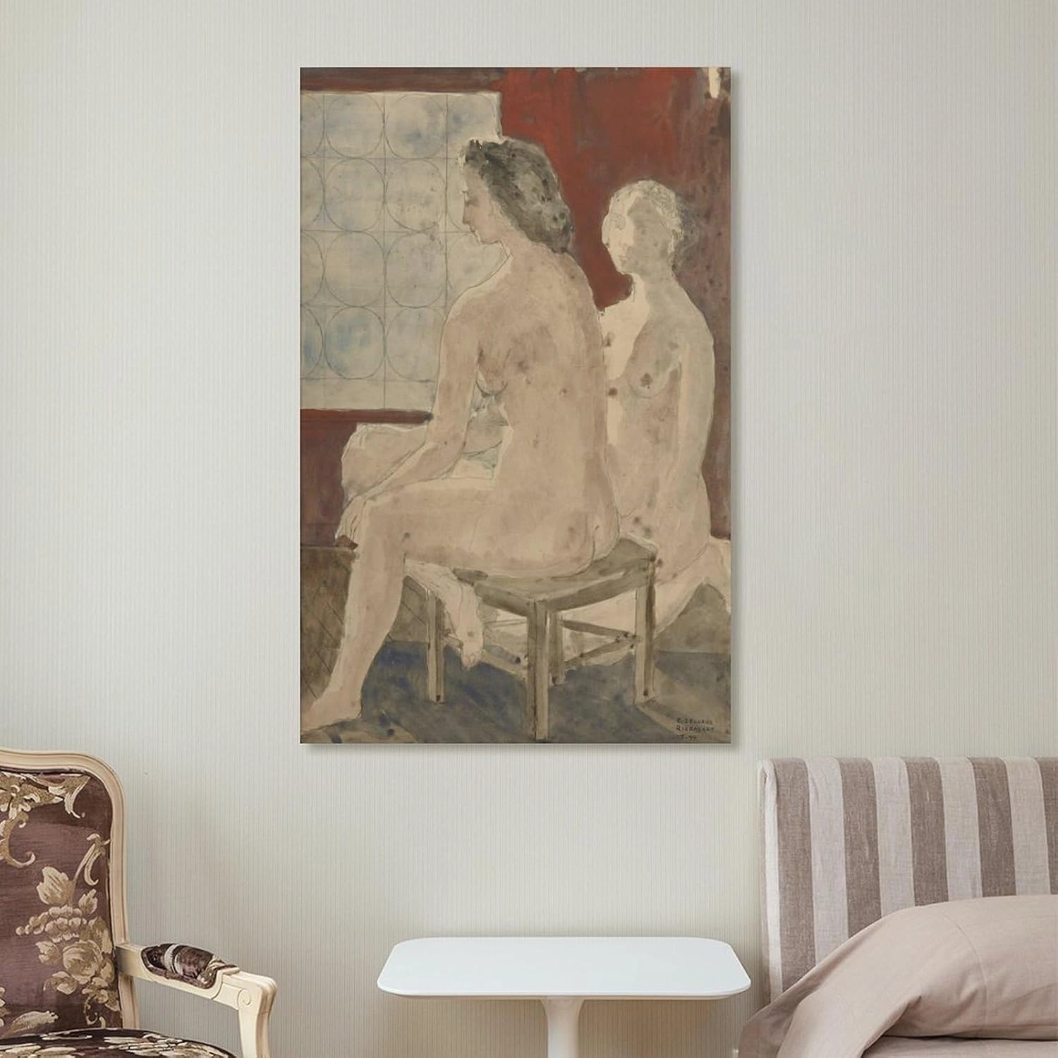 GHUYTKN PAUL DELVAUX Nus Féminins Assis High-Definition Spray-Painted Oil Paintings for Versatile Decor - Home & Commercial Artworks Canvas Poster Room Aesthetic Wall Art Prints Home Modern Decor Fram