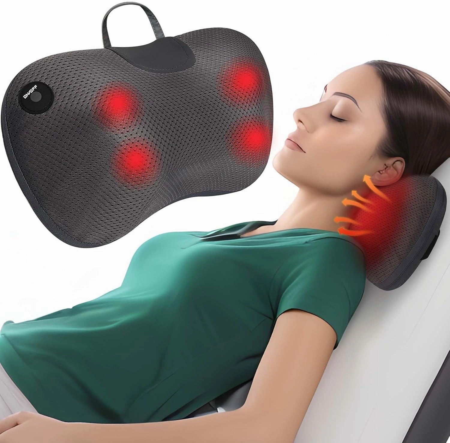 Gifts for Dad Back Massager Pillow for Pain Relief Deep Tissue - Shiatsu Kneading Neck and Shoulder Massager with Heat - Protable Electric Massage Pillow with Carry Handle - Gift for Women/Men