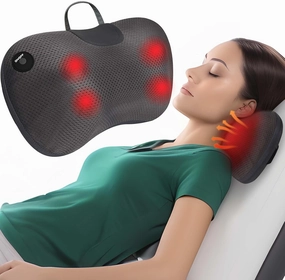 Gifts for Dad Back Massager Pillow for Pain Relief Deep Tissue - Shiatsu Kneading Neck and Shoulder Massager with Heat - Protable Electric Massage Pillow with Carry Handle - Gift for Women/Men