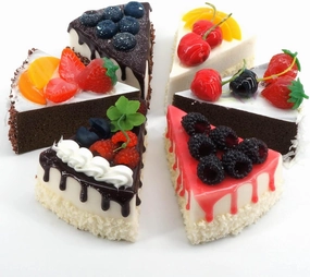 GiftYou [6-Pack] Faux Slice Cake - Artificial Desserts Replica for Kitchen and Bakery Shop Display (Multi)