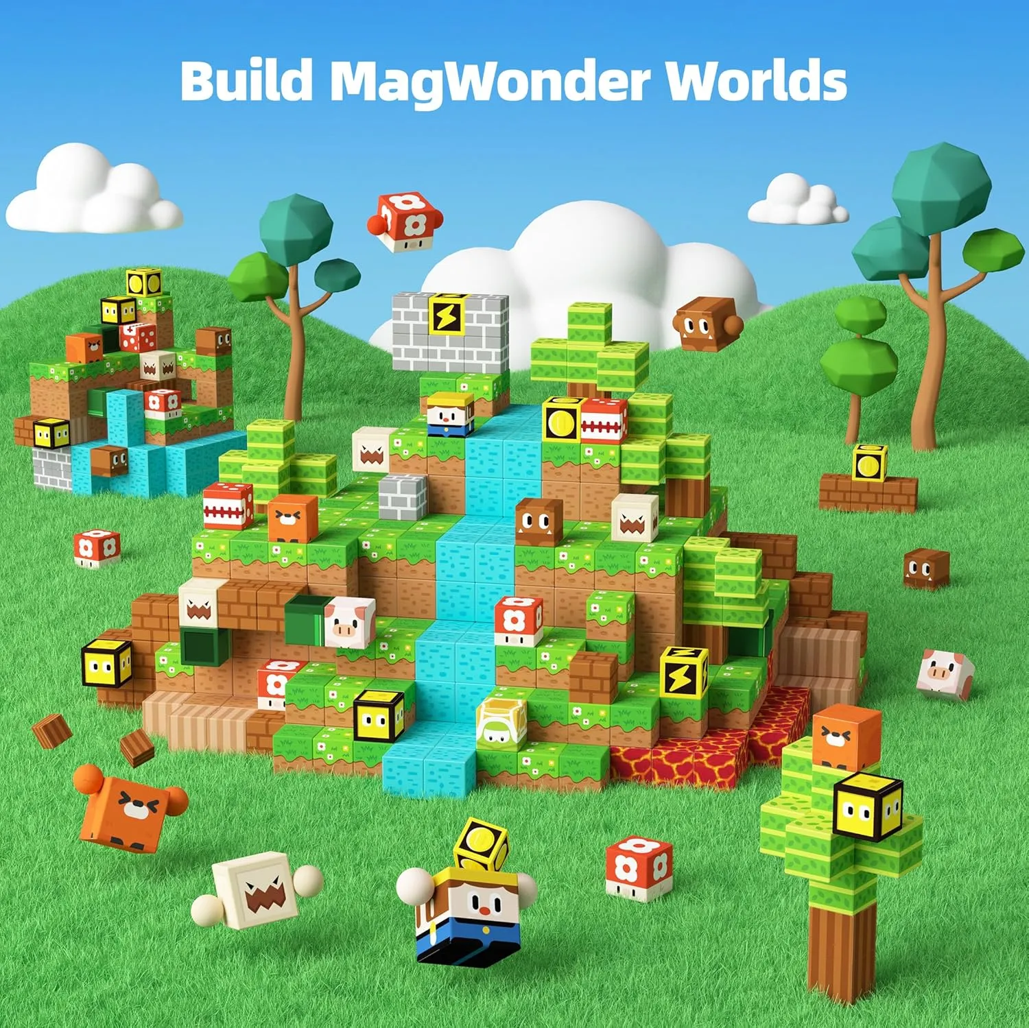 GobiDex Magnetic Blocks Kids Building Toys for Boys Girls 3 , Game-Based Build MagWonder with Magnet Construction Toys, Upgraded STEM Sensory Gift for Birthday (1 inch)