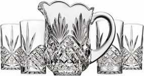 Godinger Pitcher and Glasses Drink Bar Set - Includes Pitcher Carafe and 4 Old Fashioned Glasses, Dublin Collection