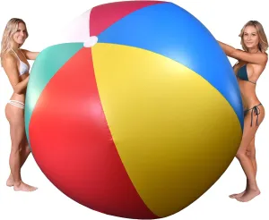 GoFloats 6 ft Giant Inflatable Beach Ball - Choose 'Merica or Classic Design - Extra Large Jumbo Beach Ball with Patch Repair Kit Included