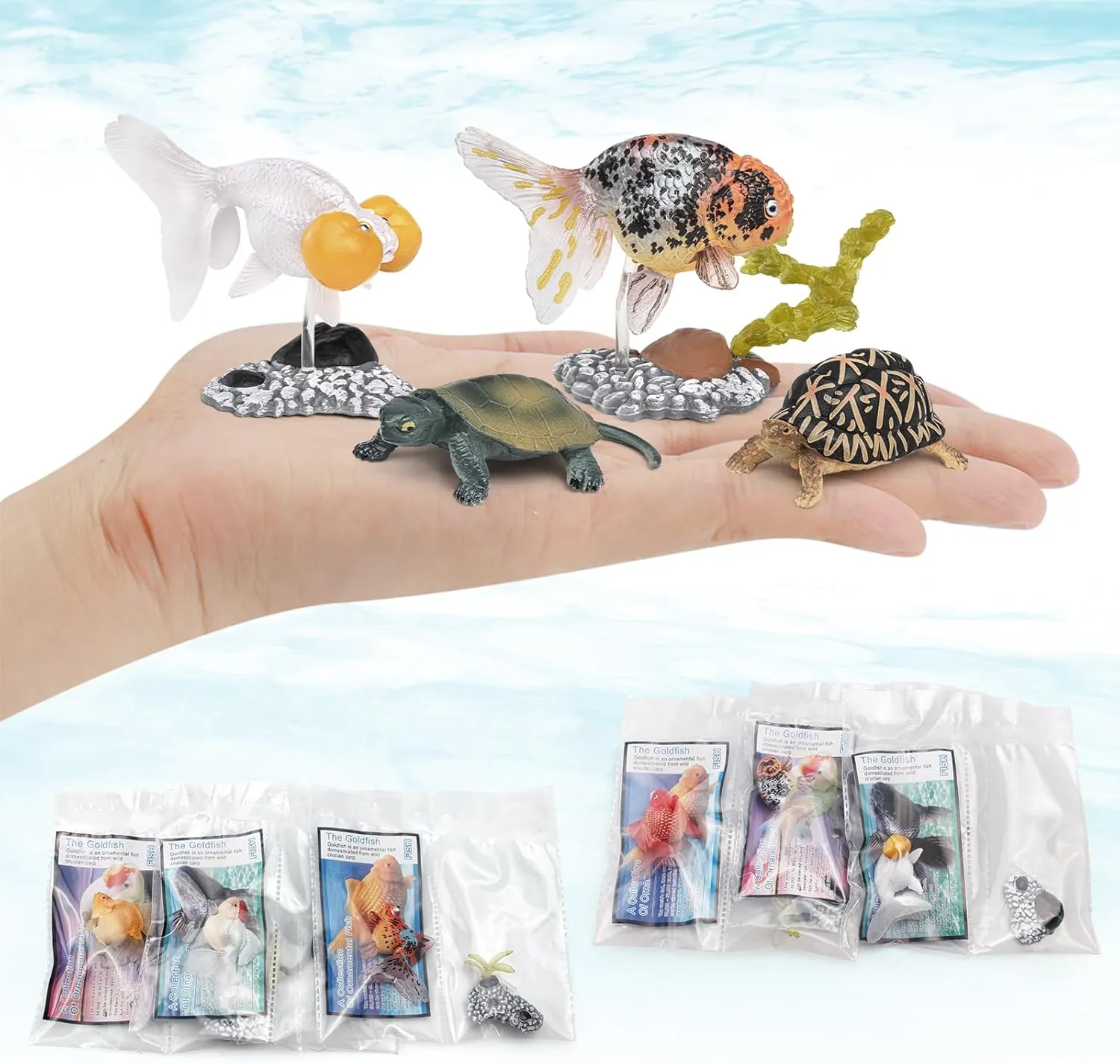 Goldfish Toy 12PCS Goldfish Figure Turtle Toy Tortoises Figurines Plastic Turtles Figure Goldfish Model Educational Science Sea Creatures Toys for Kids Girls Boy Birthday Gift