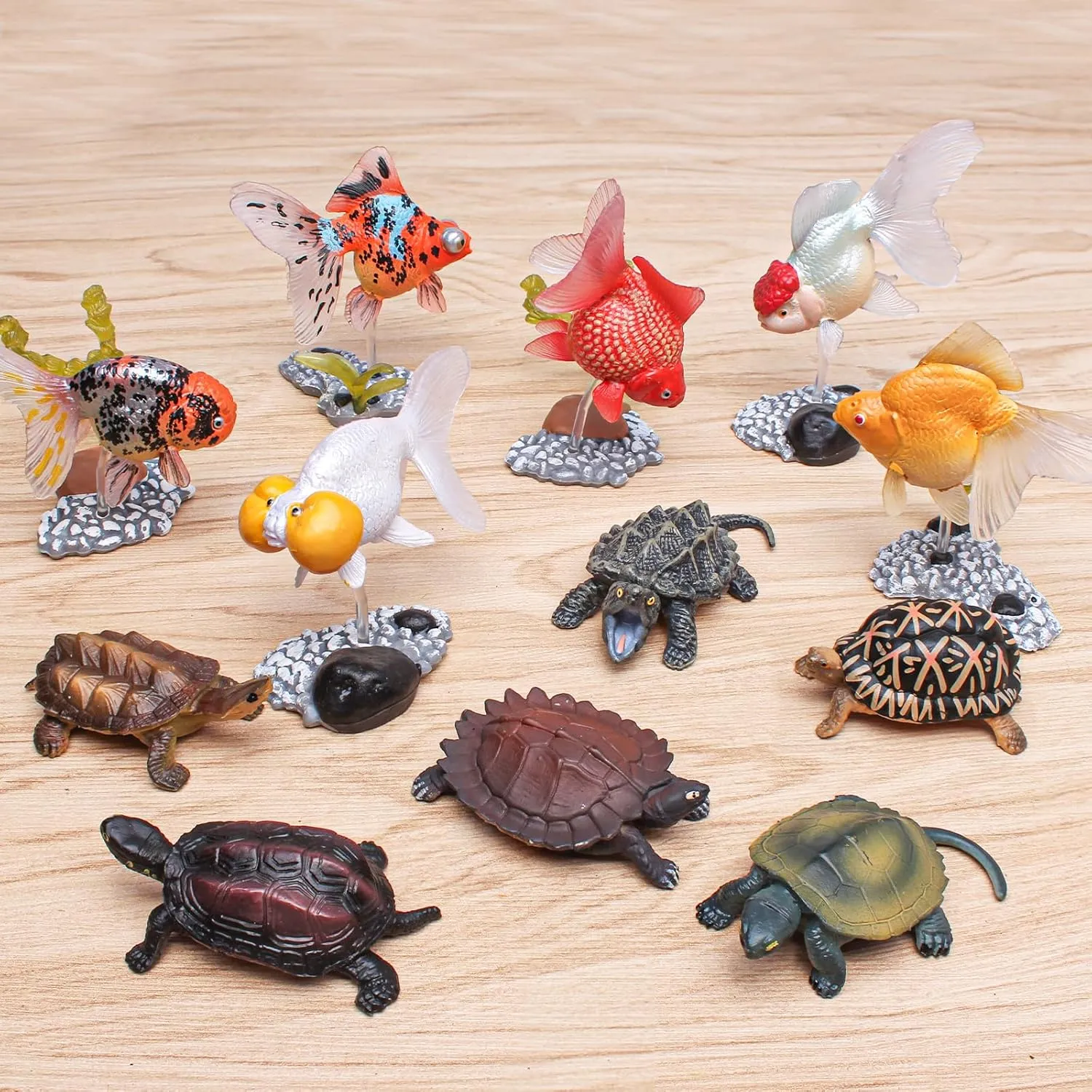 Goldfish Toy 12PCS Goldfish Figure Turtle Toy Tortoises Figurines Plastic Turtles Figure Goldfish Model Educational Science Sea Creatures Toys for Kids Girls Boy Birthday Gift