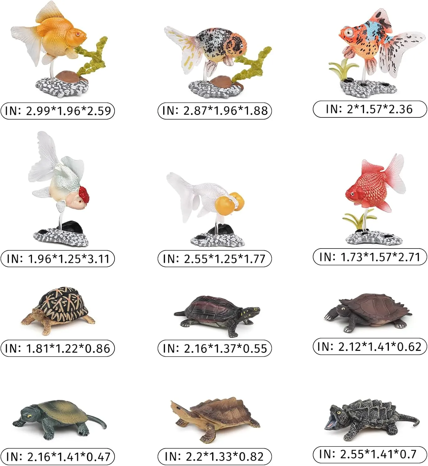 Goldfish Toy 12PCS Goldfish Figure Turtle Toy Tortoises Figurines Plastic Turtles Figure Goldfish Model Educational Science Sea Creatures Toys for Kids Girls Boy Birthday Gift