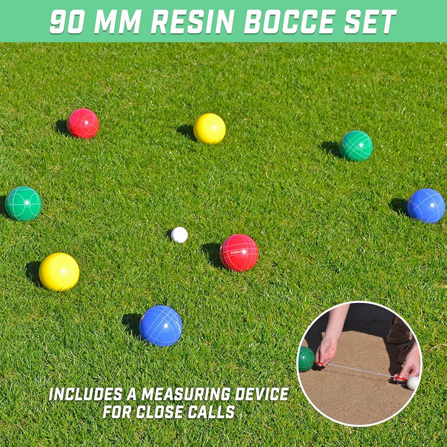 GoSports 90 mm Bocce Ball Sets - Outdoor Lawn Game - Composite or Resin