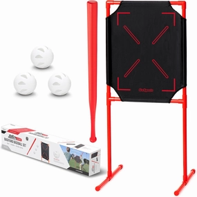 GoSports LotBall AIR Backyard Baseball Bat, Ball and Strike Zone Set - Plastic Baseball Game for Kids