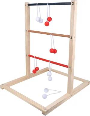 GOTHINK Wooden Ladder Toss Game Set - Finished Wood Toss Set with Ladder Ball Bolos - Indoor & Outdoor Game for Kids & Adults