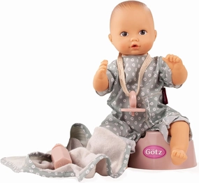 Gotz Aquini 13" Avacado Girl Drink & Wet Bath Baby Doll with Pacifier, Towel and Potty