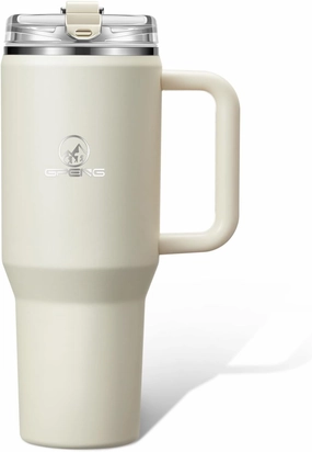 Gpeng 30/40/50 oz Tumbler with Handle, Water Bottles with Straw Lid, Insulated Stainless Steel Travel Mug Cup Holder Friendly, Keep Drinks Cold or Hot for Hours